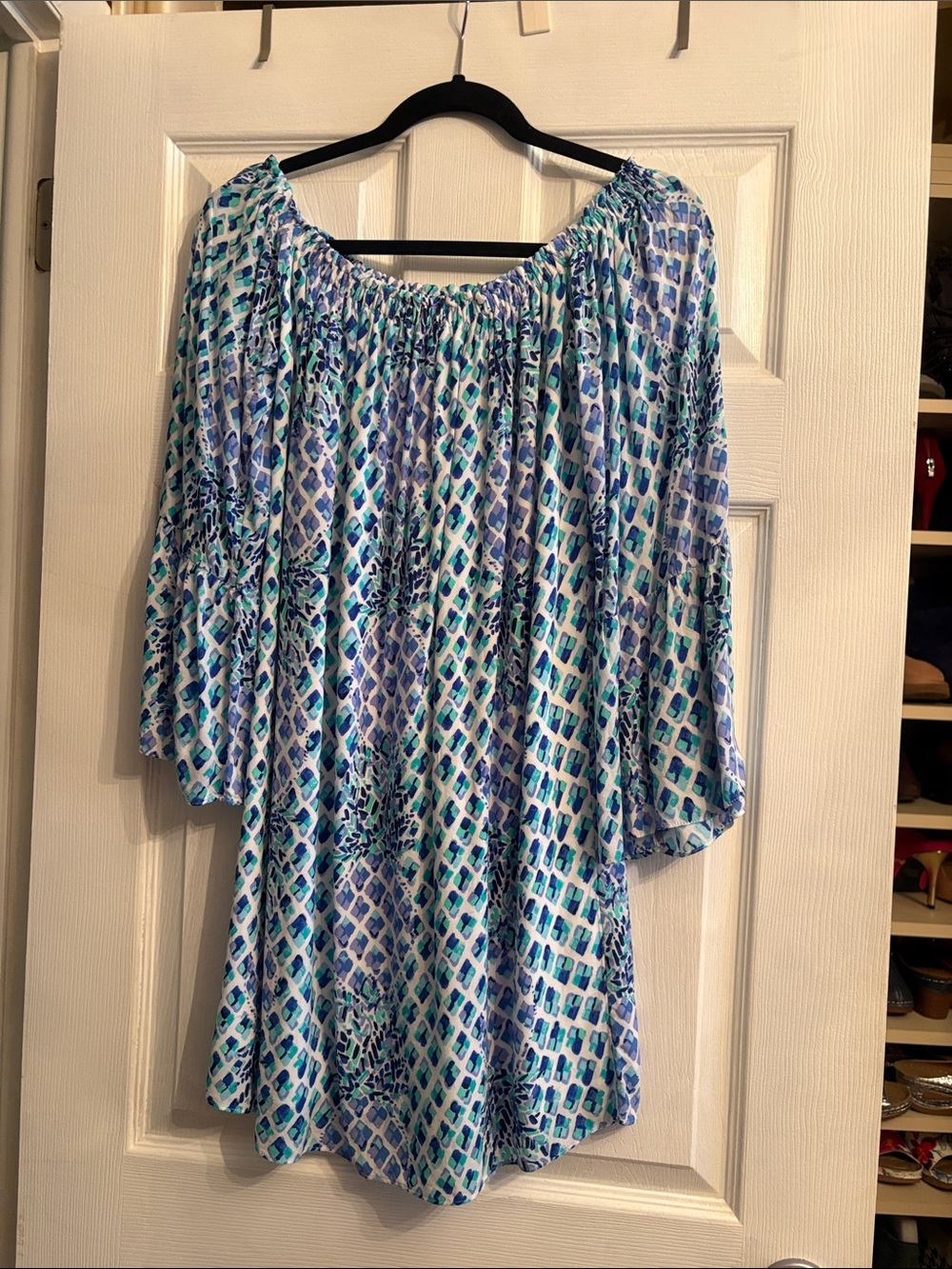 Lilly Pulitzer Blue & Turquoise Off-Shoulder Tunic
